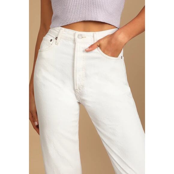 AGOLDE 90's Pinch Waist High Rise Straight Jeans Porcelain White Sz 31 NWT $200 - Picture 6 of 14